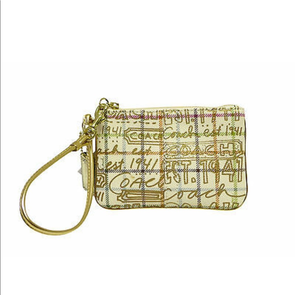 Coach Heritage Tattersall Graffiti Wristlet